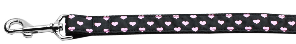 Pink and Black Dotty Hearts Dog Leash 4 Foot Leash